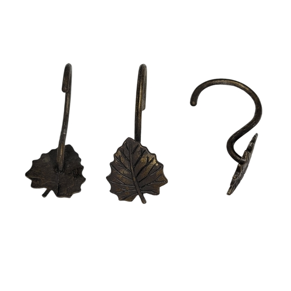 Bath Set Of 12 Bronze Metal Leaf Shower Curtain Hooks Poshmark